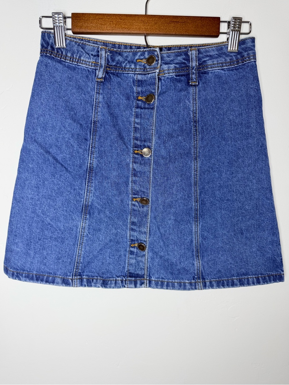 H&M divided Blue Denim Button-Front A-Line Skirt 2 dark night out casual summer